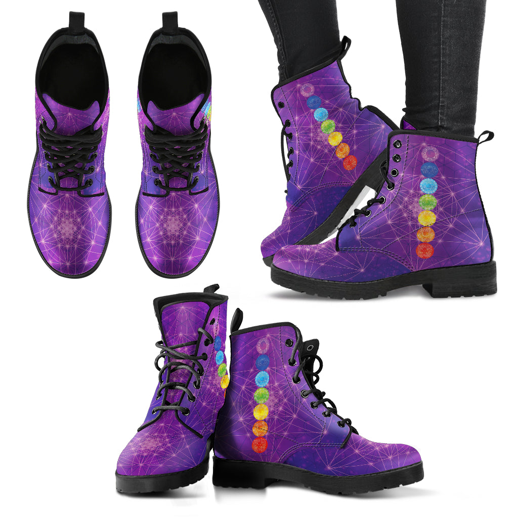 Women's newest Handcrafted Spiritual Chakra Mandala Ugg Style Boots - Black - Faux Fur Boots