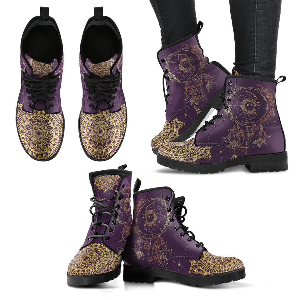 Moon Dream Catcher Gold Women's Leather Boots