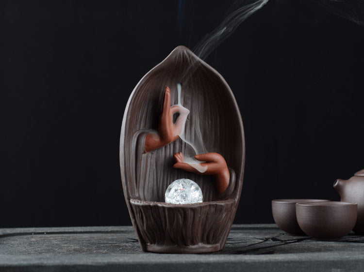 Buddha Hands Crystal LED Incense Burner