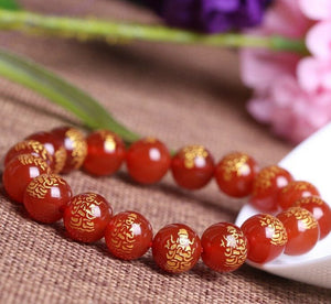 Bracelet - 10mm Red Agate Buddha Bracelet