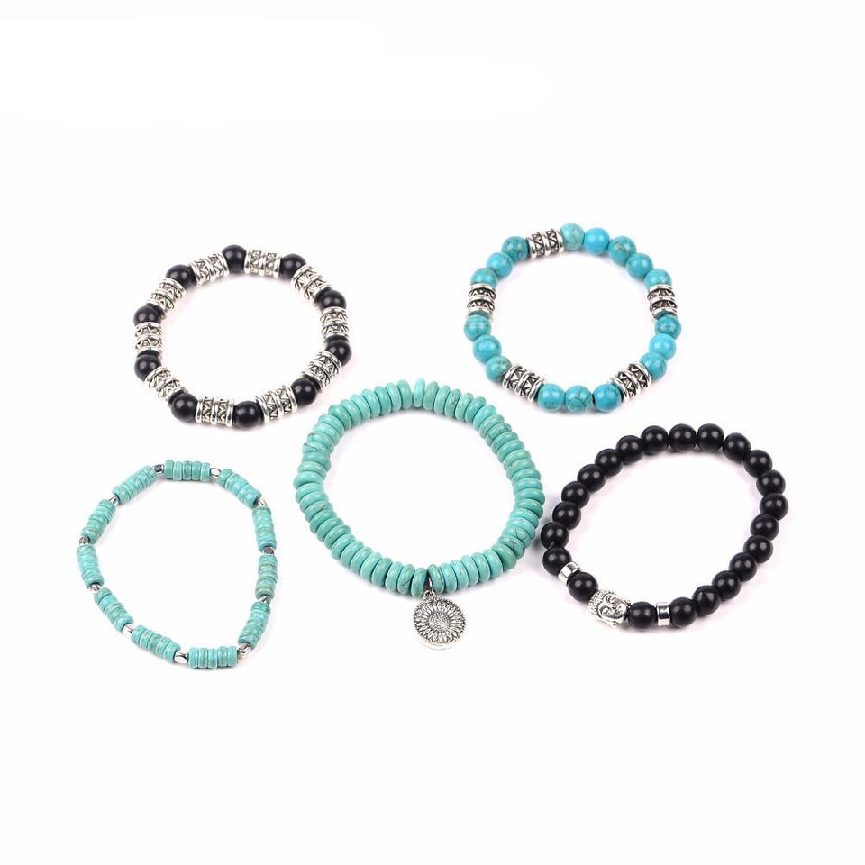 Bracelet - Turquoise Buddha Bracelet Set (5 Bracelets)