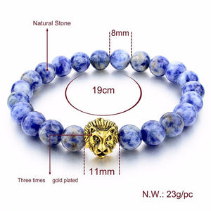 Natural Stone Gold Lion Bracelet. 4 Options. - Hilltop Apparel - 9